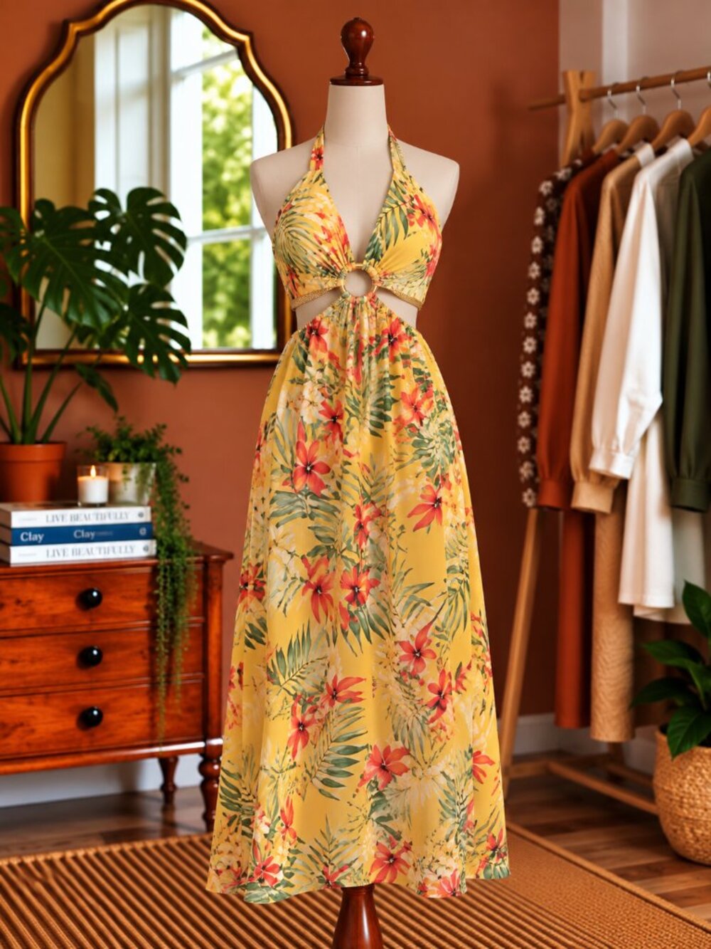 Tropical Floral Maxi Dress
